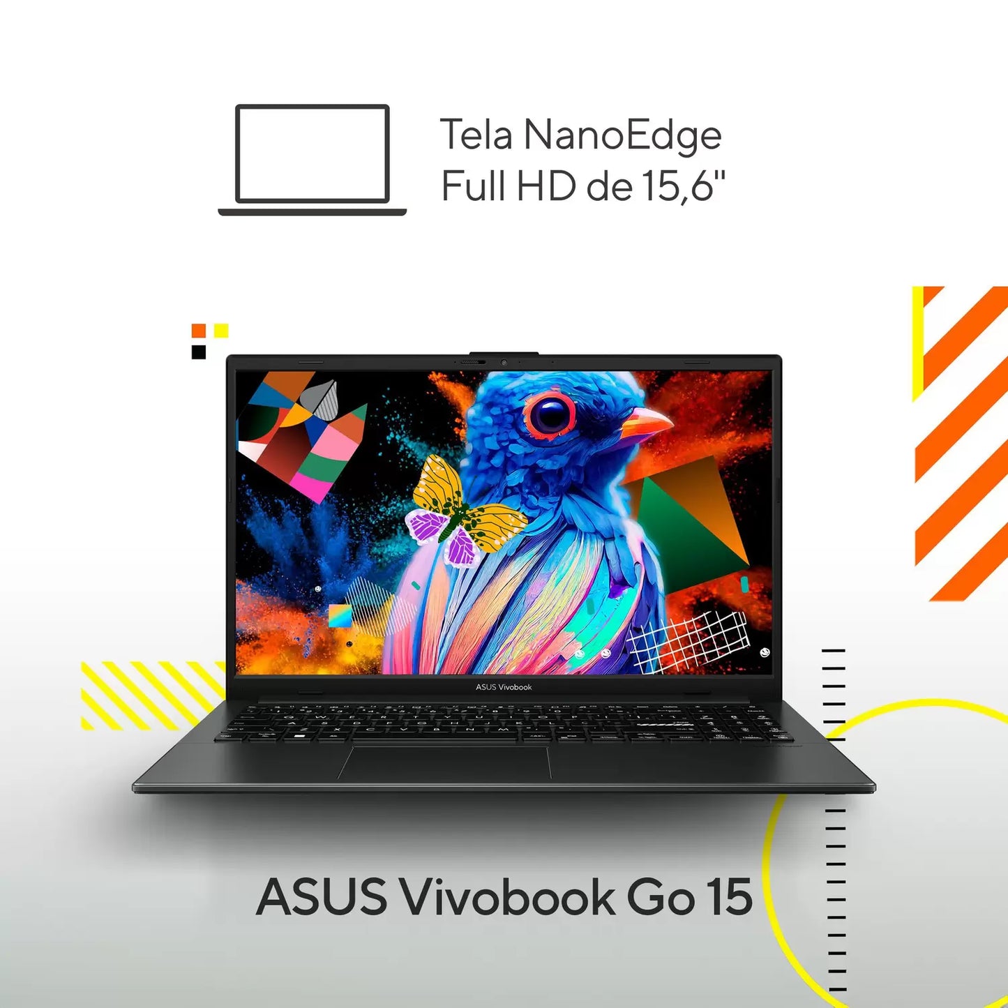 Notebook ASUS Vivobook Go E1504FA-NJ732 AMD Ryzen 5 7520U 8GB RAM 512GB SSD Linux KeepOS AMD Radeon Graphics Mixed Black